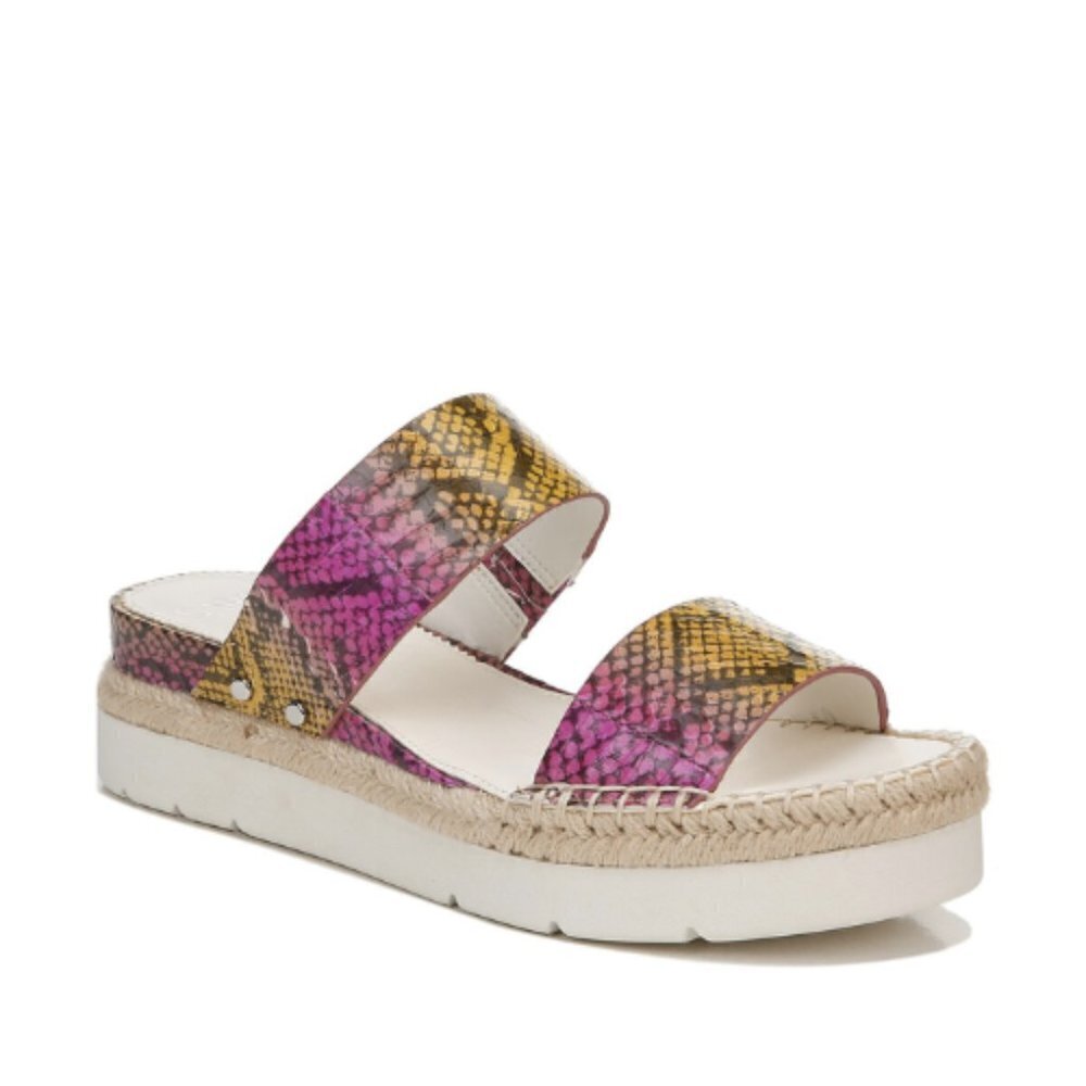 NEW Sarto by Franco Sarto Cappy Snake Embossed Leather Wedge Slide Sandal Sz.9.5